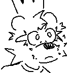 Found in the apartment complex dumpster by Mat early in the morning, this weary critter was used to chewing on aluminum cans and discarded fruit. 2's name is indeed 2, but no government ID could tell you that. Trading the occasional doing of chores for a good home, he now lives among Em, Mat and Mimsie.